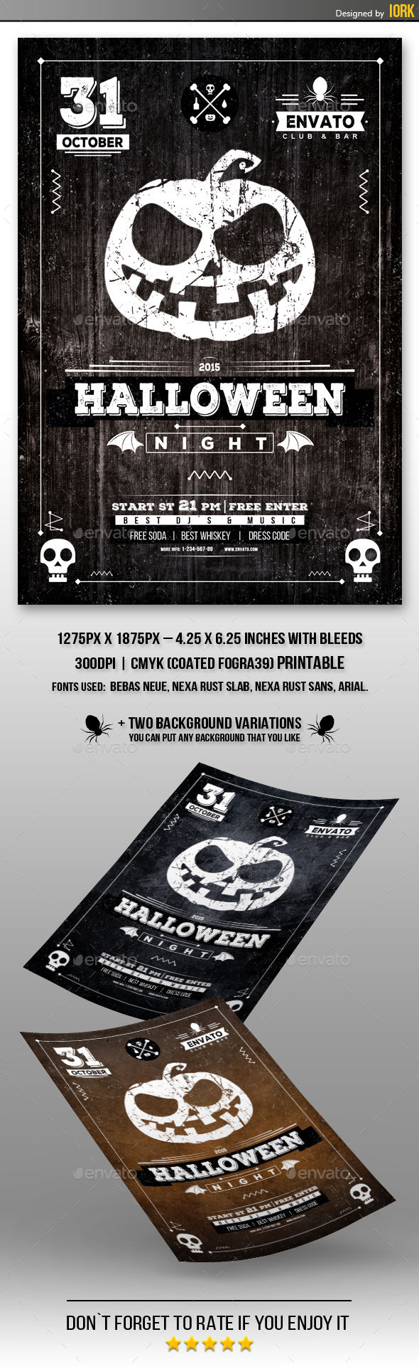 Halloween Night Vintage Flyer by Iork (Halloween party flyer)