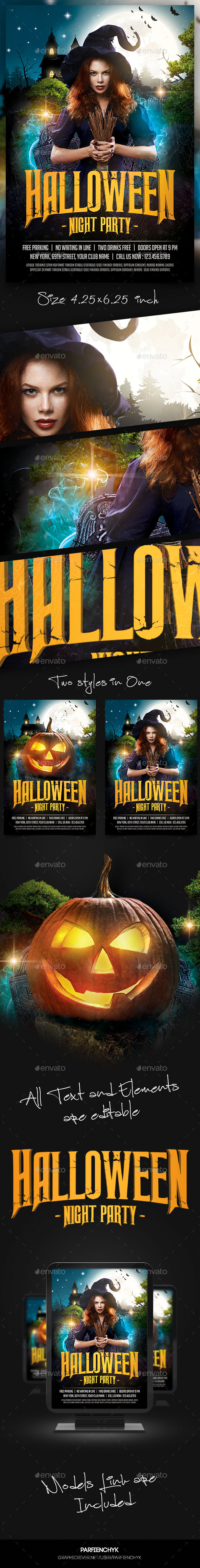 Halloween Party Flyer Template by Parfienchyk (Halloween party flyer)