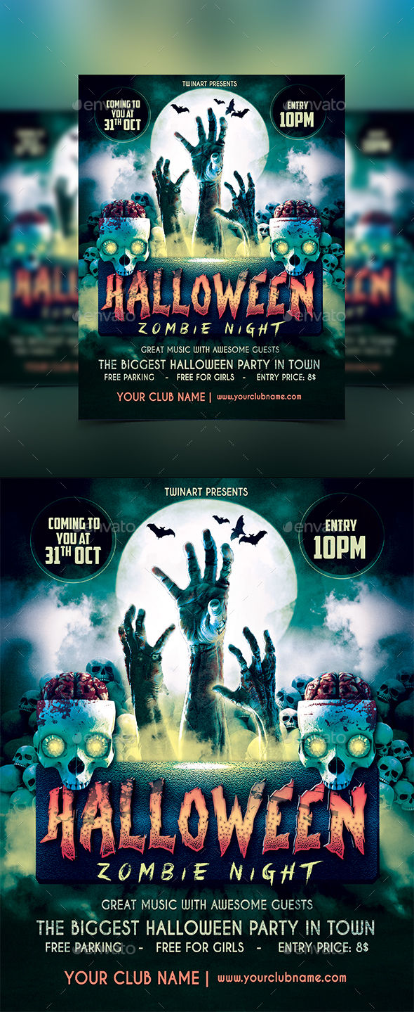 Halloween Party Zombie Flyer by Twinart (Halloween party flyer)