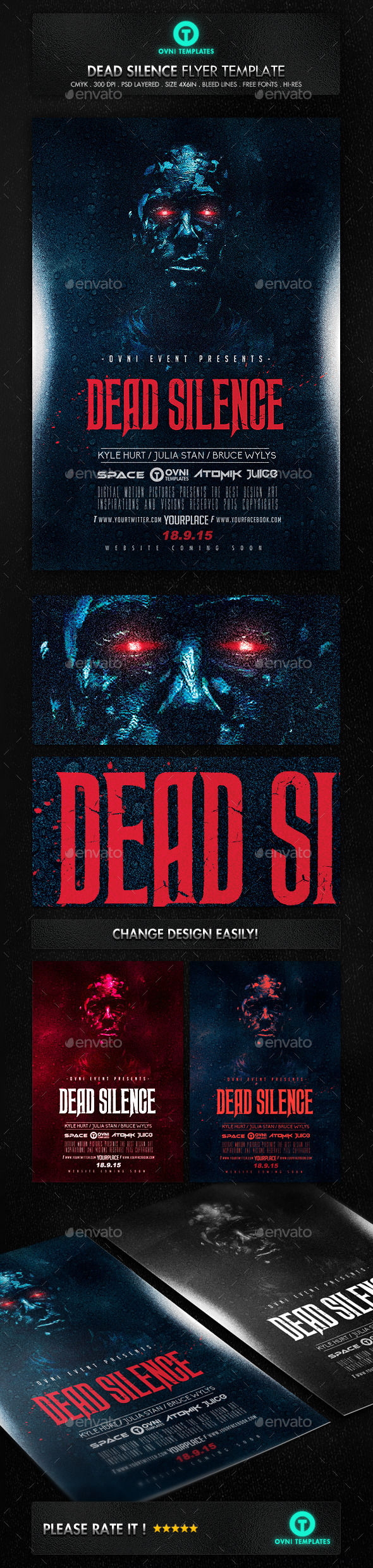 Horror Dead Movie Flyer Template by OVNI-TEMPLATES (Halloween party flyer)