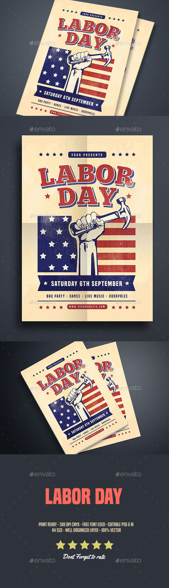 Labor Day Celebration Flyer by Guuver (Labor Day party flyer)
