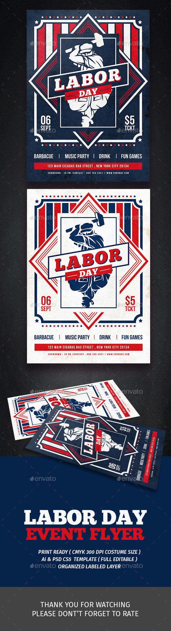 Labor Day Festival Flyer by Tokosatsu (Labor Day party flyer)