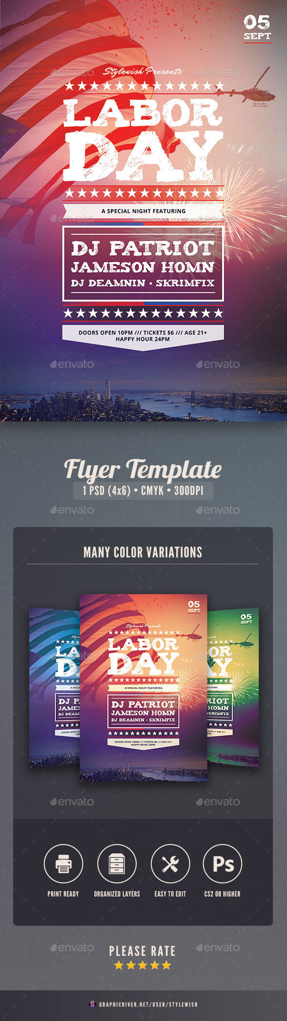 Labor Day Flyer by StyleWish (Labor Day party flyer)