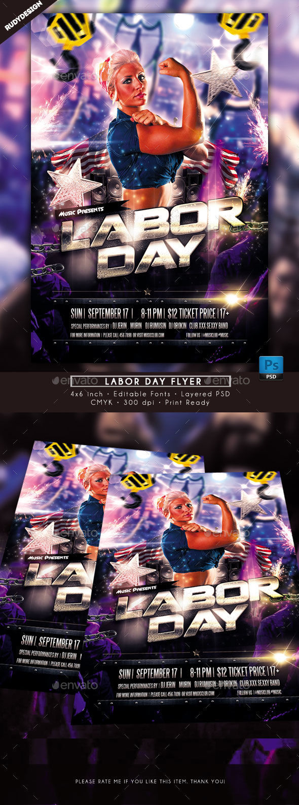 Labor Day Flyer by Rudydesign (Labor Day party flyer)