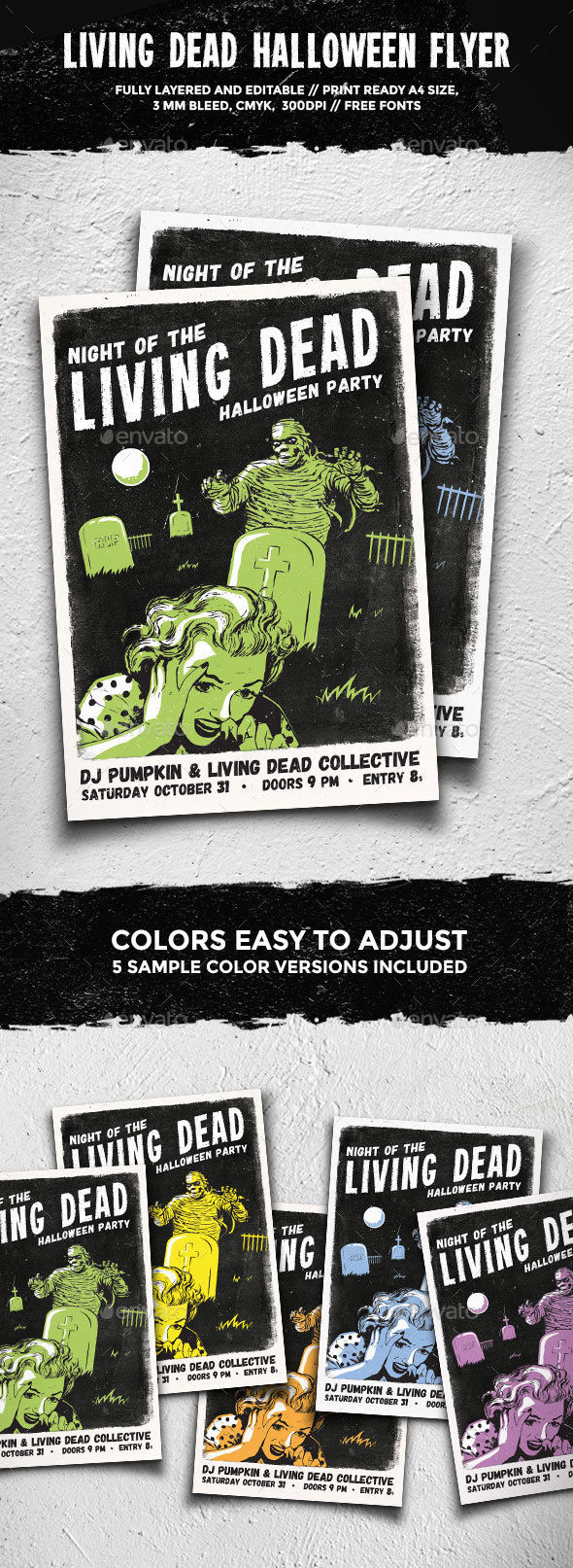 Living Dead Halloween Flyer by GraphicGoods (Halloween party flyer)