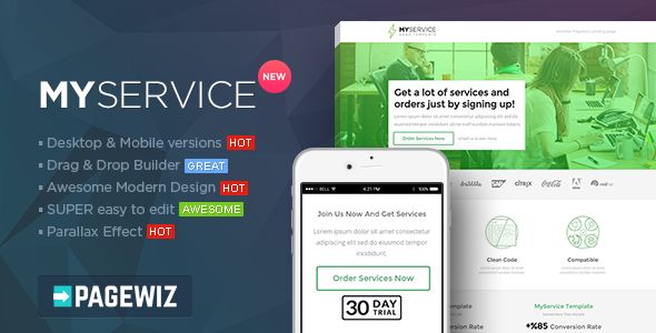 MYSERVICE by PixFort (landing page template for PageWiz)