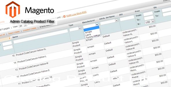 Magento Admin Catalog Product Filter by Arisdario (Magento extension)