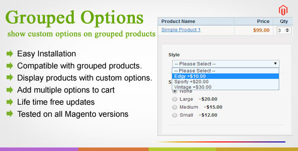 Magento Grouped Options by Modulemart (Magento extension)
