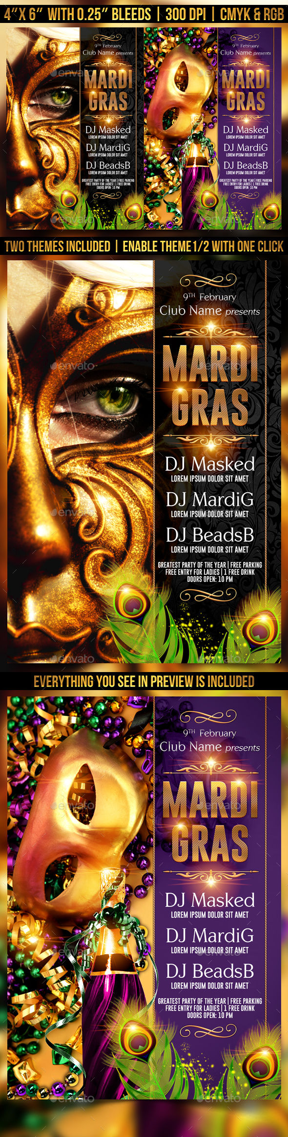 Mardi Gras Or Masquerade Flyer Template by Gugulanul (Halloween party flyer)