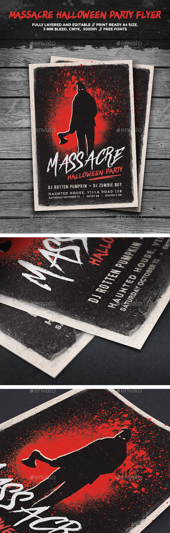 Massacre Halloween Party Flyer by GraphicGoods (Halloween party flyer)