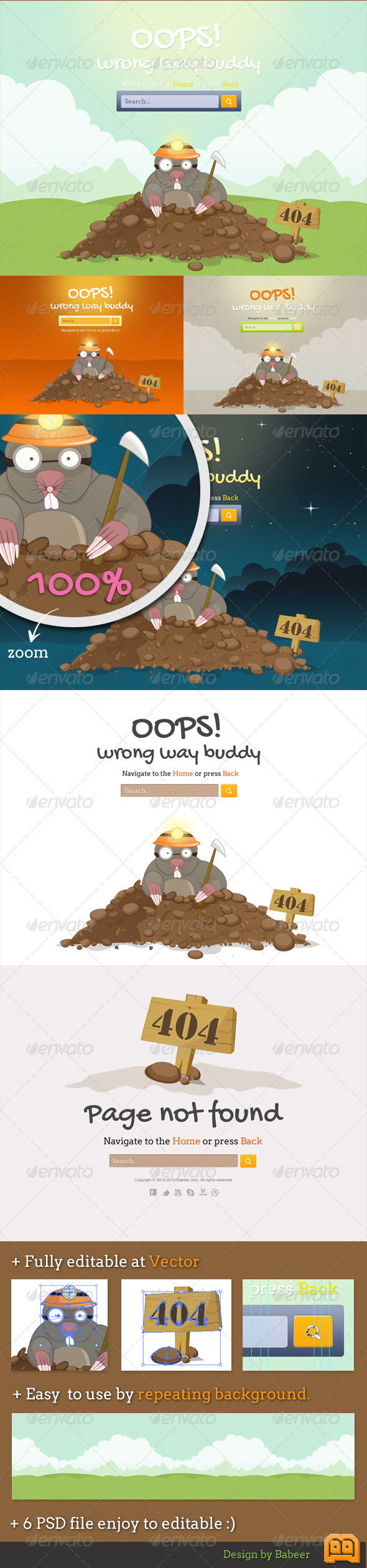 Mole Error Pages by AddtoFavorites (layered 404 page template)