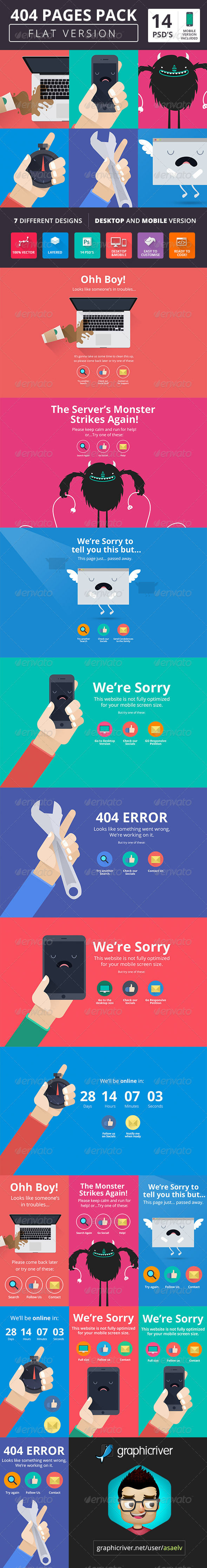 Pack Flat Style by AddtoFavorites (layered 404 page template)