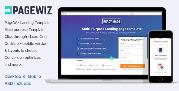 PageWiz Multi-Purpose Landing Template by Surjithctly (landing page template for PageWiz)