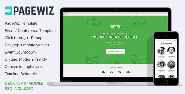 Pagewiz Event Conference Meetup Template by Surjithctly (landing page template for PageWiz)