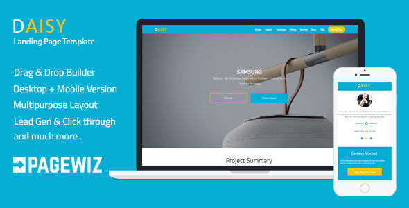 Pagewiz One-Page Template by Ilmosys (landing page template for PageWiz)