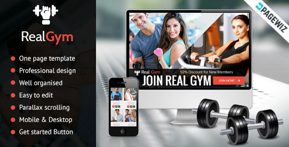 RealGym by Ewebcraft (landing page template for PageWiz)