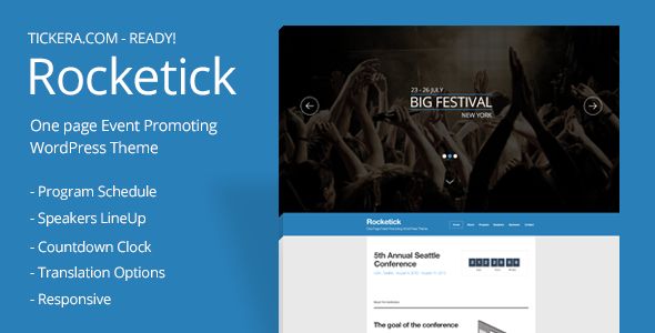 Rocketick by Tickera (event & conference WordPress theme)
