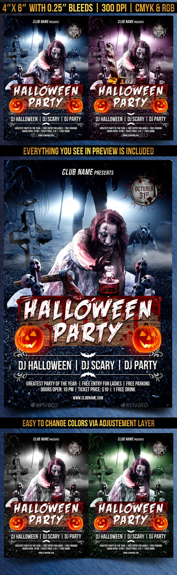 Scary Halloween Party Flyer by Gugulanul (Halloween party flyer)