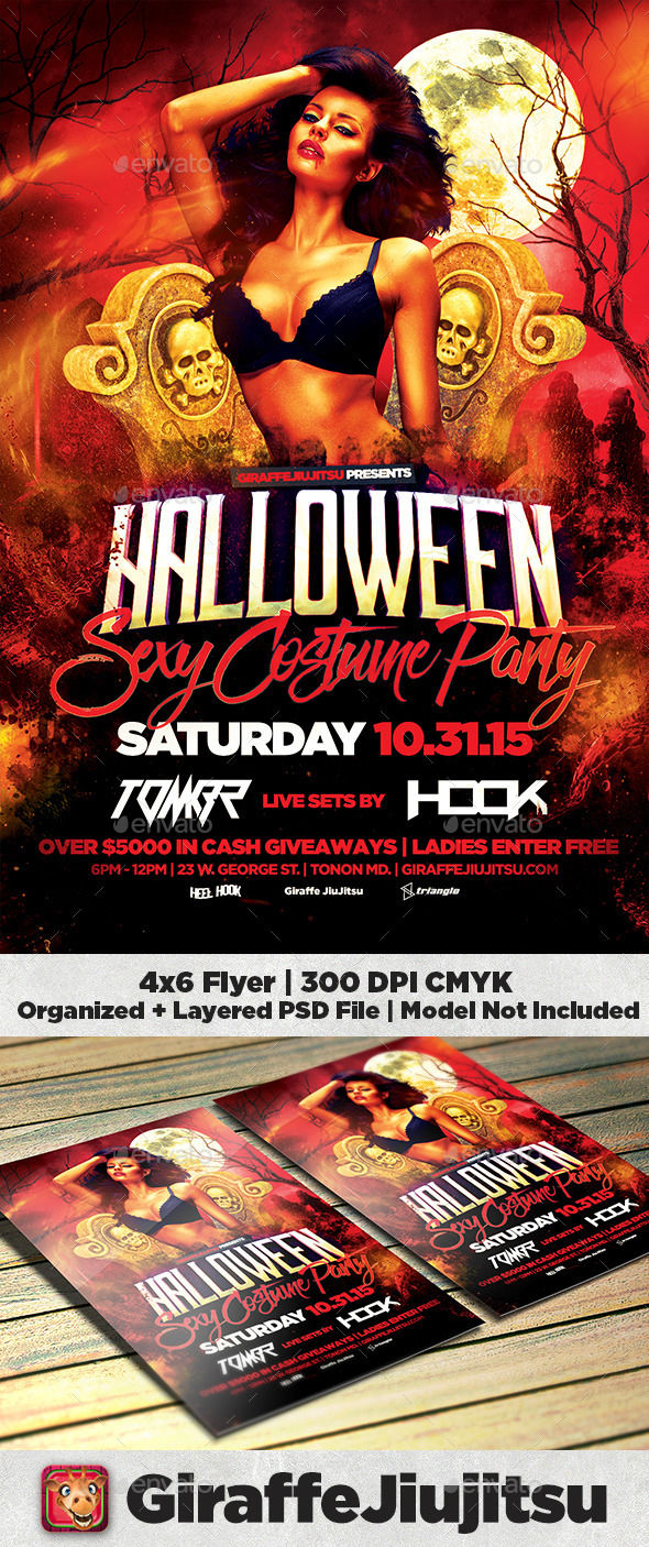 Sexy Halloween Costume Party Flyer Template by GiraffeJiujitsu (Halloween party flyer)
