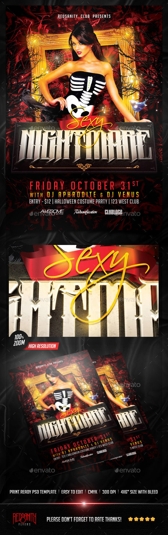 Sexy Nightmare Flyer by Redsanity (Halloween party flyer)