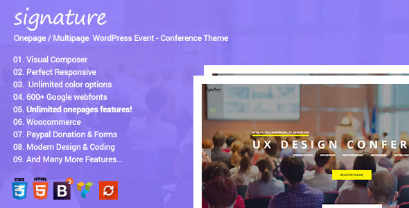 Signature by Ninetheme (event & conference WordPress theme)