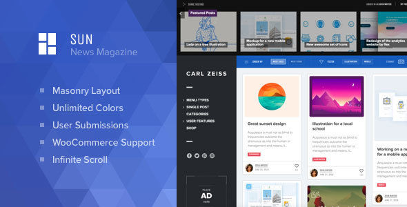 Sun by Osetin (WordPress theme with infinite scrolling)