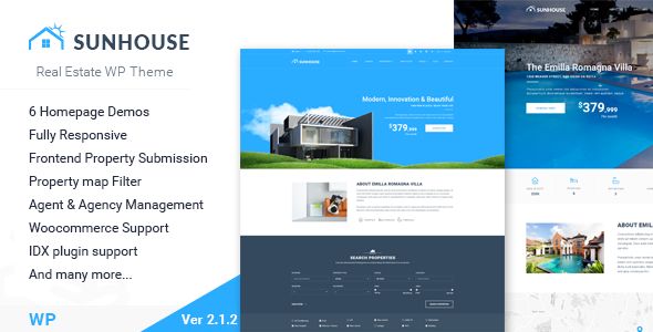 SunHouse by Swlabs (real estate and realtor WordPress theme)