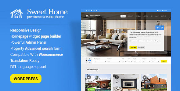 Sweethome by PremiumLayers (real estate and realtor WordPress theme)