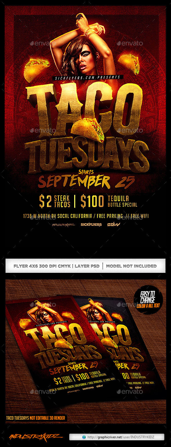 Taco Tuesdays Flyer by INDUSTRYKIDZ (Halloween party flyer)