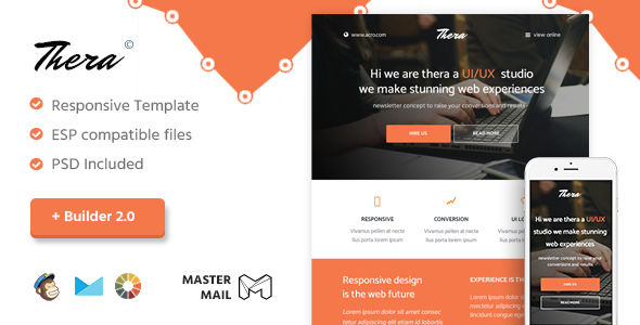 Thera by MasterMail (email templates for use with Mailchimp)