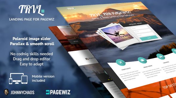 Trvl by Johnnychaos (landing page template for PageWiz)