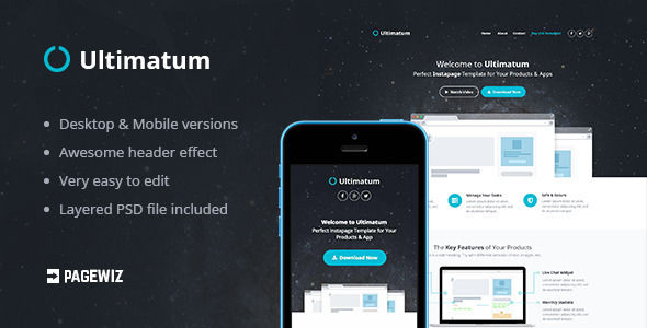Ultimatum Pagewiz Template by ThemeRevolution (landing page template for PageWiz)