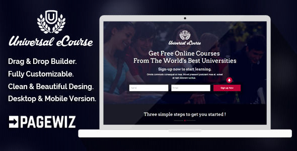 Universal E Course Pagewiz Landing Page Template by Demustang (landing page template for PageWiz)
