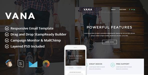 Vana by LEVELII (email templates for use with Mailchimp)