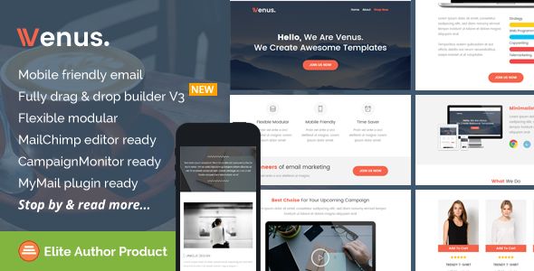 Venus by Saputrad (email templates for use with Mailchimp)