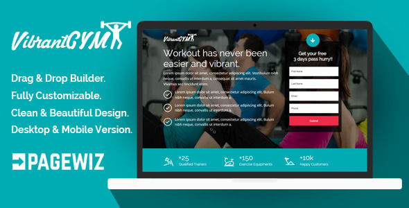 VibrantGYM by Demustang (landing page template for PageWiz)