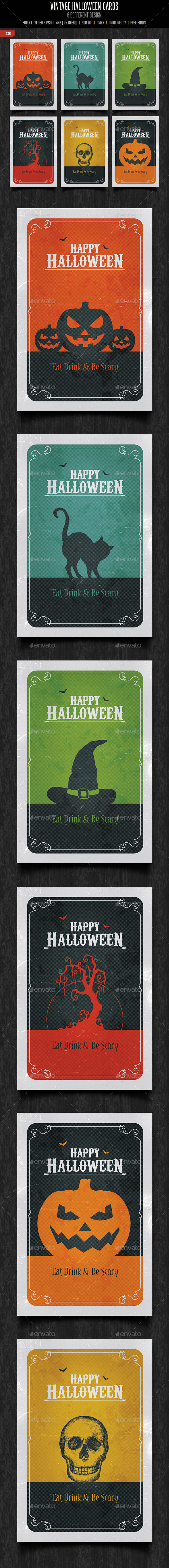 Vintage Halloween Cards by Creativeartx (Halloween party flyer)