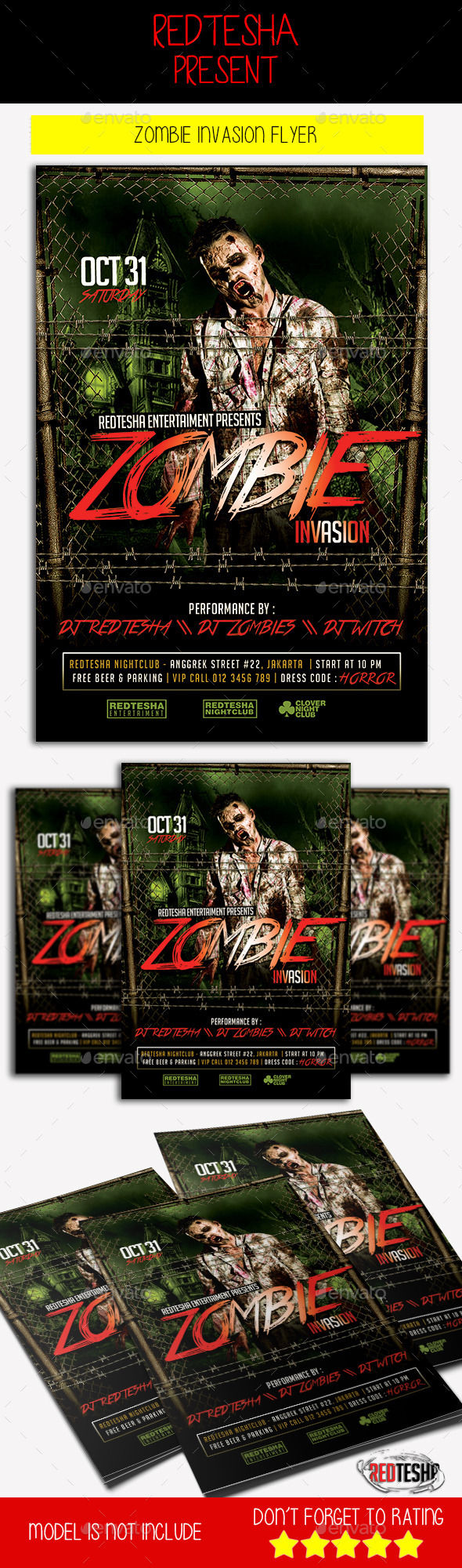 Zombie Invasion Flyer by Redtesha (Halloween party flyer)