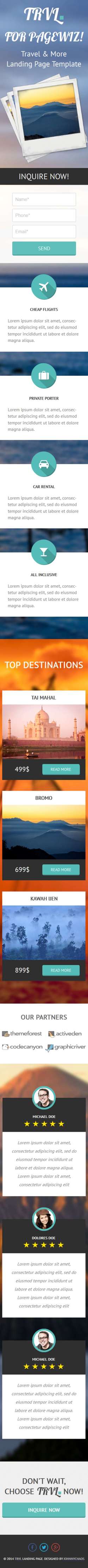 Trvl - Premium Travel Pagewiz Landing Page