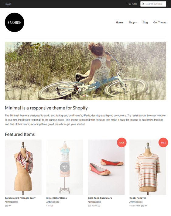 minimal fashion free responsive shopify themes