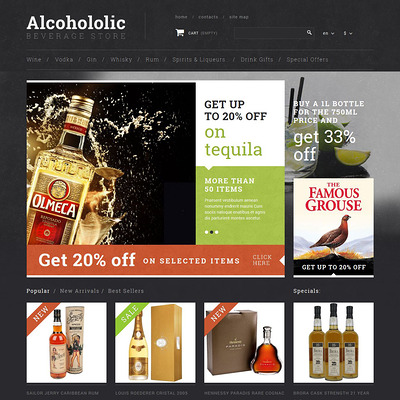 Alcoholic Beverage Store PrestaShop Theme (PrestaShop theme for liquor, alcohol, beer, and wine stores) Item Picture
