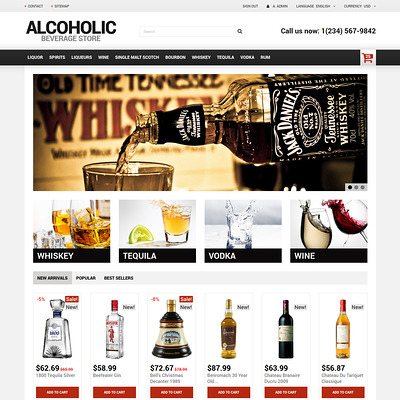 Alcoholic Beverage Store PrestaShop Theme (PrestaShop theme for liquor, alcohol, beer, and wine stores) Item Picture