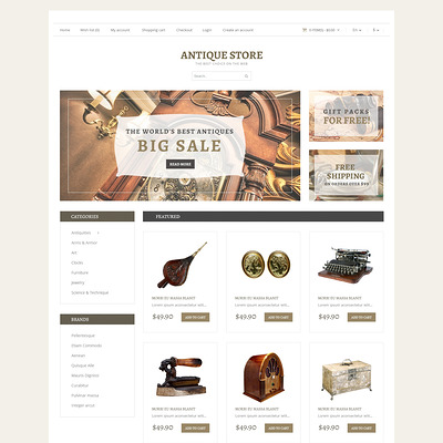 Antique Store Responsive OpenCart Template (OpenCart theme for antique stores) Item Picture