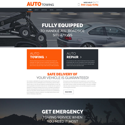 AutoTowing WordPress Theme (WordPress theme for car, vehicle, and automotive websites) Item Picture