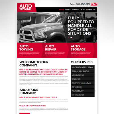 Automobile Towage Joomla Template (Joomla template for car, vehicle, and automotive websites) Item Picture