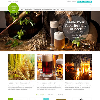 Brewery Responsive PrestaShop Theme (PrestaShop theme for liquor, alcohol, beer, and wine stores) Item Picture