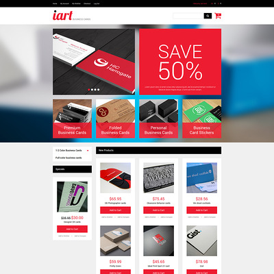 Business Cards Store Magento Theme (Magento theme for office supplies and stationery) Item Picture