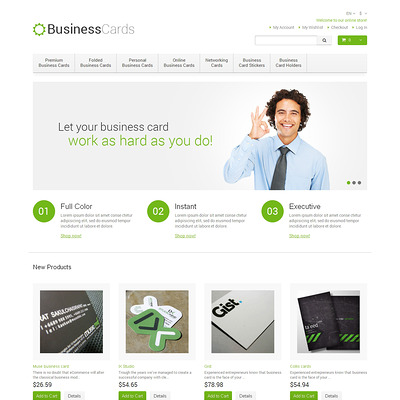 Business Cards Store Magento Theme (Magento theme for office supplies and stationery) Item Picture