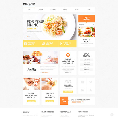 Cafe and Restaurant Responsive WordPress Theme (WordPress theme for restaurants) Item Picture