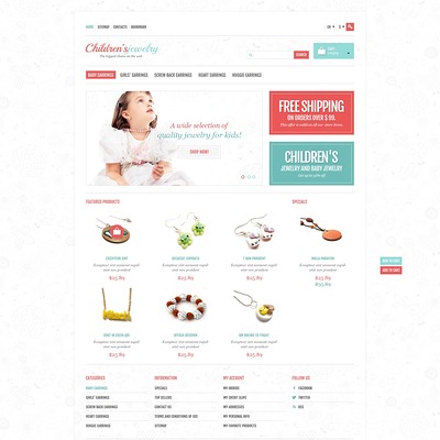 Children's Jewelry Store PrestaShop Theme (PrestaShop theme for jewelry stores) Item Picture